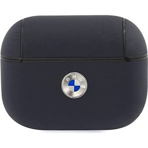 BMW Leren Etui Zilver Logo (Hoofdtelefoon hoes), Hoofdtelefoon Tassen + Beschermende Covers, Blauw