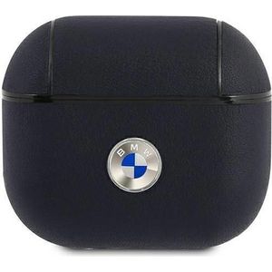 BMW BMA3SSLNA AirPods 3 hoesje granatowy/navy Geniune Leather Silver Logo, Hoofdtelefoon Tassen + Beschermende Covers, Blauw