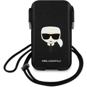 Karl Lagerfeld handtas KLHCP12LOPHKHK 6,7 quot; zwart (iPhone 12), Smartphonehoes, Zwart