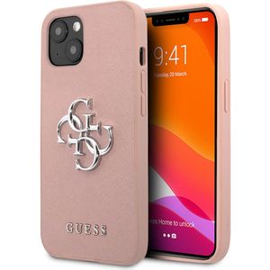 Guess 4G Metal Logo Saffiano Backcover voor de iPhone 13 Mini - Roze