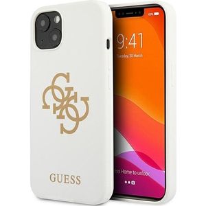 Guess GUHCP13SLS4GGWH siliconen beschermhoes voor iPhone 13 Mini 5,4 inch (13,7 cm) met 4G-logo, wit