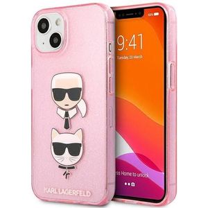 Karl Lagerfel d KLHCP13SKCTUGLP hoes voor iPhone 13 Mini 5.4"" roze glitter Karl's & Choupette