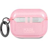 Karl Lagerfeld Karl's Head Silicone Glitter Case voor de Apple AirPods Pro - Roze