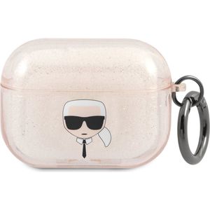 Karl Lagerfeld Karl's Head Silicone Glitter Case voor de Apple AirPods Pro - Goud