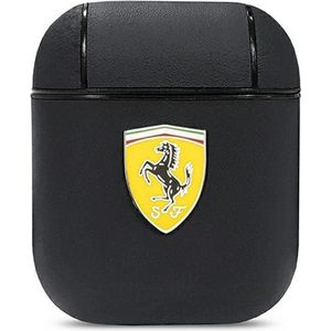 Ferrari - AirPods-beschermhoes - Zwart - PU-leer - Schokbestendig