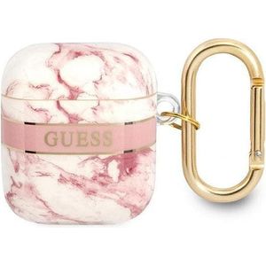 Guess GUA2HCHMAP Hoes voor AirPods roze marmeren band Collection