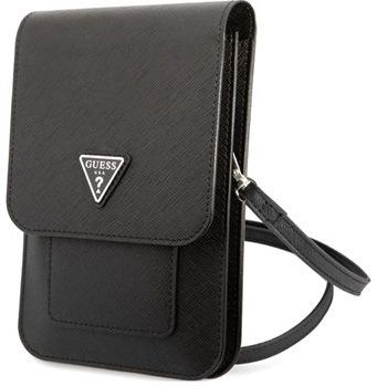 Guess Saffiano Triangle Logo Schultertasche - Schwarz