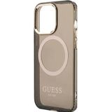 Guess GUHMP13LHTCMK Hoes voor iPhone 13 Pro / 13 6,1"" zwart/zwart hard case goud Outline doorschijnend