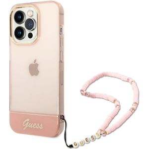 Guess GUHCP14XHGCOHP iPhone 14 Pro Max 6,7"" różowy/roze hardcase Transparante Parelband (iPhone 14 Pro Max), Smartphonehoes, Roze