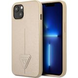GUESS Etui voor iPhone 14 6,1 inch beige/beige hardcase SaffianoTriangle Logo