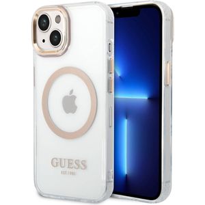 Guess GUHMP14SHTRMD iPhone 14 6.1"" złoty/goud hardcase Metal Outline Magsafe (iPhone 14), Smartphonehoes, Goud, Transparant