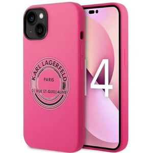 Karl Lagerfeld Hardcover Rond Logo Bicolor Roze, voor iPhone 14 Plus, KLHCP14MSRSGRCF (iPhone 14 Plus), Smartphonehoes, Roze