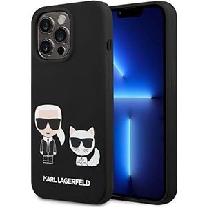 Karl Lagerfeld KLHMP14LSSKCK hoes voor iPhone 14 Pro 6,1 inch hardcase zwart/zwarte vloeibare siliconen Karl & Choupette