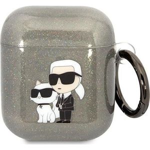 Karl - Lagerfeld - KLA2HNKCTGK hoesje voor AirPods 1/2 - zwart Glitter Karl&Choupette