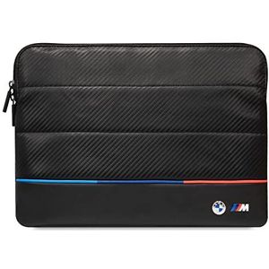 CG MOBILE BMW Carbon PU Sleeve met Contrasted Tricolor Line Beschermende Tas 14"" Compatibel met MacBook Intel® UHD Graphics/Windows/HP/Value Top Load Bag/Work, School, enz.