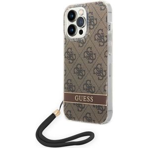 Guess Apple iPhone 14 Pro Hoesje Hard Case Brown 4G Print
