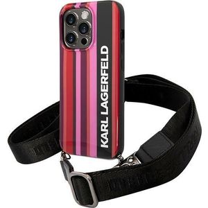 Karl Lagerfeld KLHCP14LSTSTP harde beschermhoes voor iPhone 14 Pro 6,1 inch (6,1 inch), roze gestreept