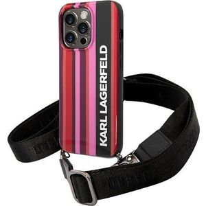 Karl Lagerfeld KLHCP14XSTSTP hoes voor iPhone 14 Pro Max 6,7 inch hardcase roze/roze Color Stripes Strap