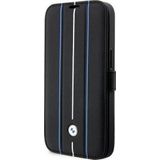 BMW Etui BMBKP14L22RVSK iPhone 14 Pro 6,1 inch zwart/zwart bookcase Leather Stamp blauw Lines