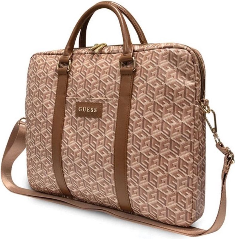 Guess GCube Stripes Computertasche – 16-Zoll-Notebooktasche (Braun)