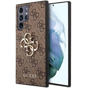 Guess 4G Metal Back Case Geschikt voor Samsung Galaxy S23 Ultra (S918) Bruin