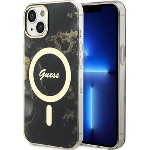 GUESS Etui na telefoon GUHMP14MHTMRSK voor Apple iPhone 14 Plus 6.7 inch zwart/zwart hardcase Golden Marble MagSafe