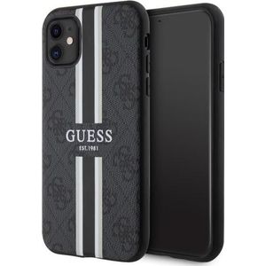 Guess GUHMN61P4RPSK iPhone 11 / Xr czarny/zwarte hardcase 4G Gedrukte strepen MagSafe (iPhone 11), Smartphonehoes, Zwart