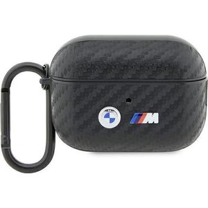 BMW BMAP2WMPUCA2 AirPods Pro 2 gen hoesje czarny/zwart Carbon dubbel metalen logo (Koptelefoon tas), Hoofdtelefoon Tassen + Beschermende Covers, Zwart