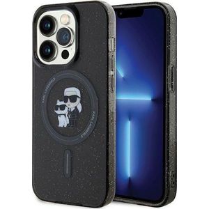 iPhone 15 Pro Karl Lagerfeld IML Glitter Karl & Choupette MagSafe Case - Schwarz