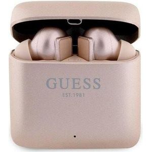 Guess słuchawki Bluetooth GUTWSSU20ALEGP TWS + stacja dokująca różowo złoty/roségoud Logo met opdruk (Draadloze), Koptelefoon, Roze