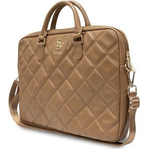 GUESS Quilted 4G Metal Logo Laptop Tas - 15/16 inch - Bruin