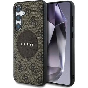 Guess 4G Cirkel Logo Samsung Galaxy S25 Hoesje MagSafe / Qi2 Back Cover Bruin