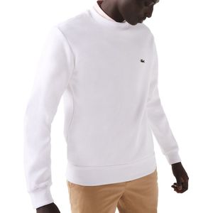 Lacoste - Sweatshirt - Wit - Katoen - Ronde Hals, Lange Mouwen