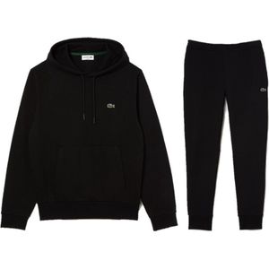 Lacoste - Zwarte Jogger Hoodie - Katoen - Verstelbare Capuchon - Regular Fit