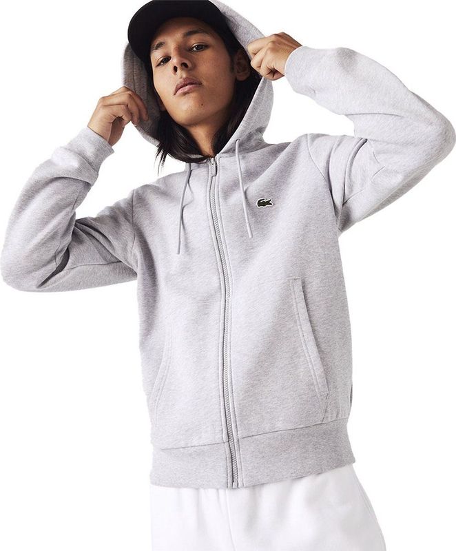 Lacoste - Hoodie - Lichtgrijs Melange - 83% Katoen, 17% Polyester