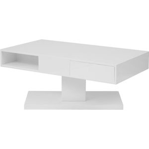 Salontafel met draaibaar tafelblad, 2 lades en 2 nissen - Mdf - Wit gelakt - ILYA L 110 cm x H 45 cm x D 60 cm