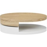 Salontafel met draaibaar tafelblad - Mdf - Naturel en wit - VITALY