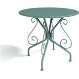 Metalen tuineetset met smeedijzer aspect: een tafel en 4 stoelen - amandelgroen - GUERMANTES