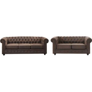Vente-unique Bankstel CHESTERFIELD van microvezel met vintage look