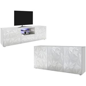 Set buffetkast + TV-meubel - ERIS - Witgelakt L 181 cm x H 84 cm x D 43 cm