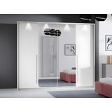 Kast met 2 deuren - met spiegel en LEDs - L. 255 cm - Wit - INGINA