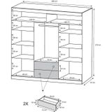 Kast met 3 schuifdeuren - met spiegel - L. 250 cm - Kleur: wit - AUTLAN