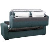 BEVIS 3-zits express slaapbank van blauwe stof - Matras 18 cm - Praktisch en comfortabel