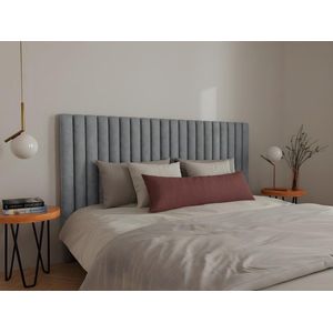 Vente-unique Hoofdeinde met verticale stiksels - 200 cm - Stof - Grijs - SARAH L 200 cm x H 120 cm x D 10 cm