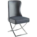 Set van 2 stoelen van velours en roestvrij staal - Grijs en chroomkleurige poten - MARELANO - van Pascal Morabito