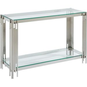 PASCAL MORABITO Consoletafel van gehard glas en roestvrij staal - Verchroomd - NOMELANO - van Pascal Morabito L 123.5 cm x H 78 cm x D 43.5 cm