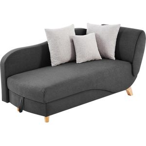 Vente-unique - Recamiere mit Schlaffunktion & Stauraum - linksseitig - Stoff - Anthrazit - penelope