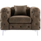 Chesterfieldfauteuil van microvezel met verouderd leereffect EDWINA