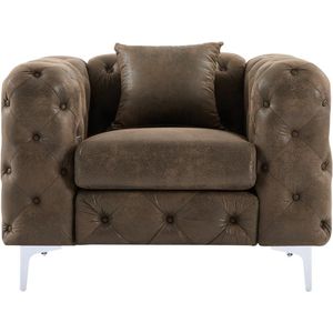 Chesterfieldfauteuil van microvezel met verouderd leereffect EDWINA