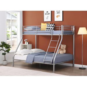 Vente-unique Stapelbed ELEVATIO IV - 90 en 140 x 190 cm - Staal - Zilverkleurig + matras L 199 cm x H 163 cm x D 147 cm